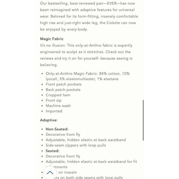 Anthropologie the Colette white crop wide leg jeans size 34p - Picture 13 of 13